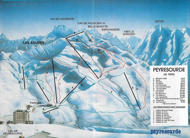 Plano de pistas Peyresourde 1984