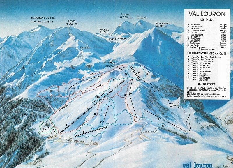 Plano de pistas Val Louron 1984