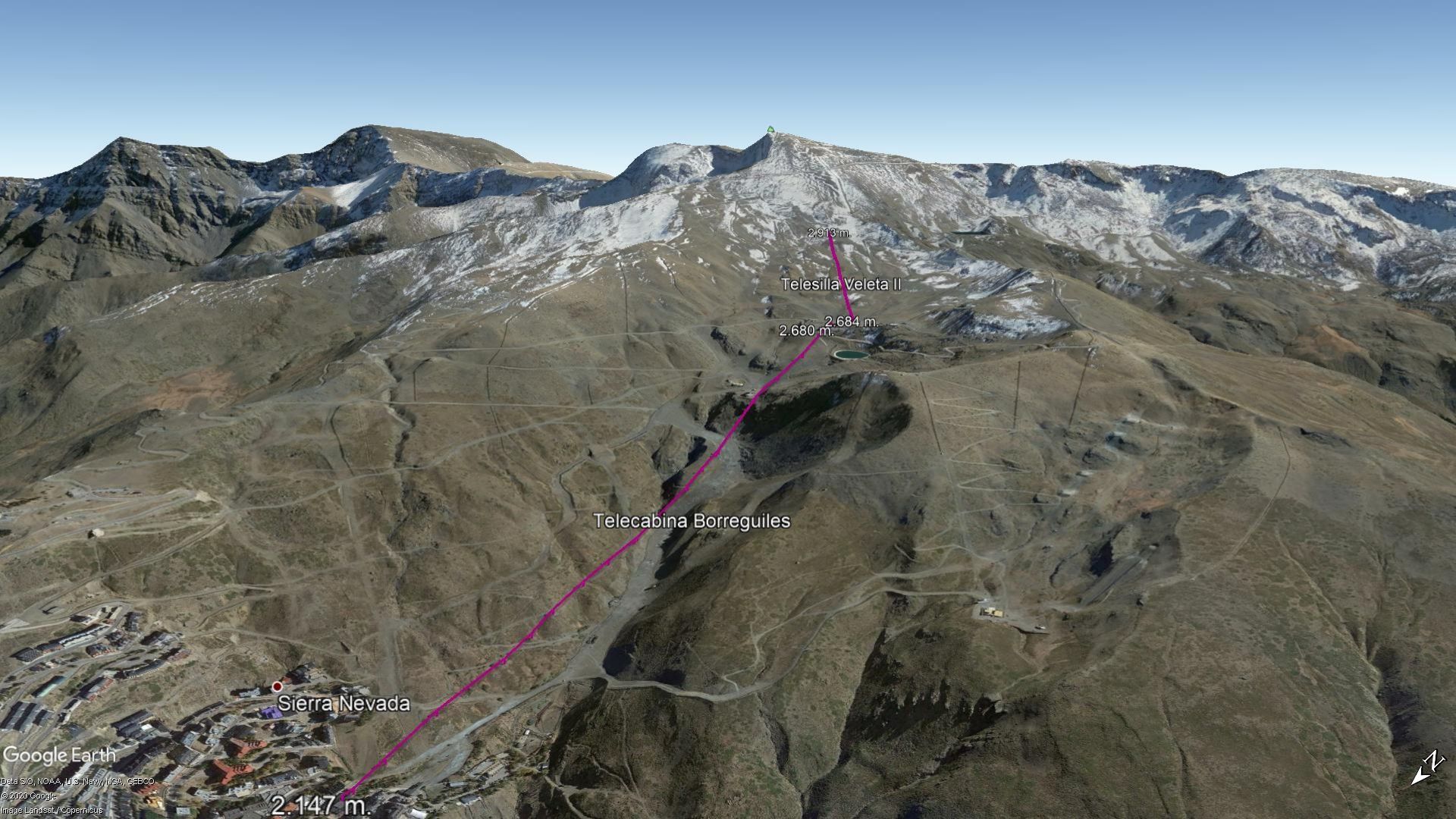 Vista Google Earth Sierra Nevada 2020