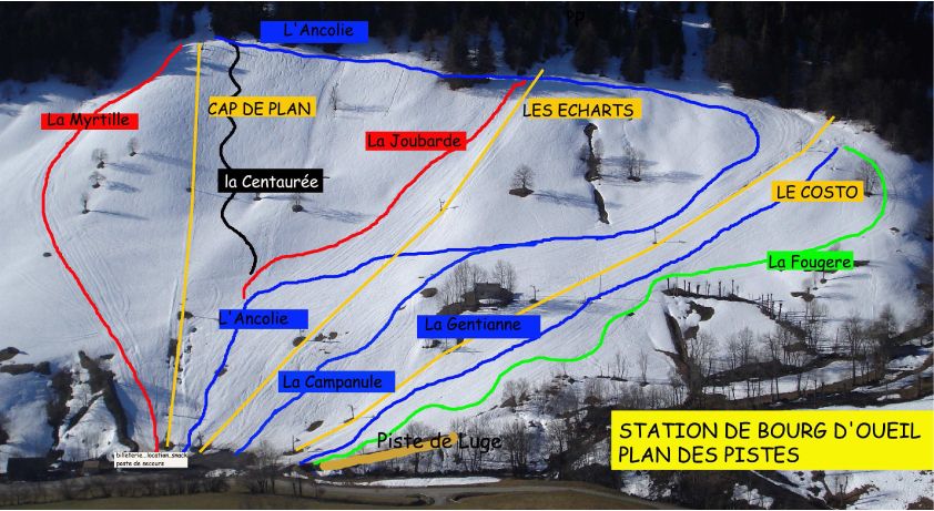 Plano de pistas de Bourg d'Oueil