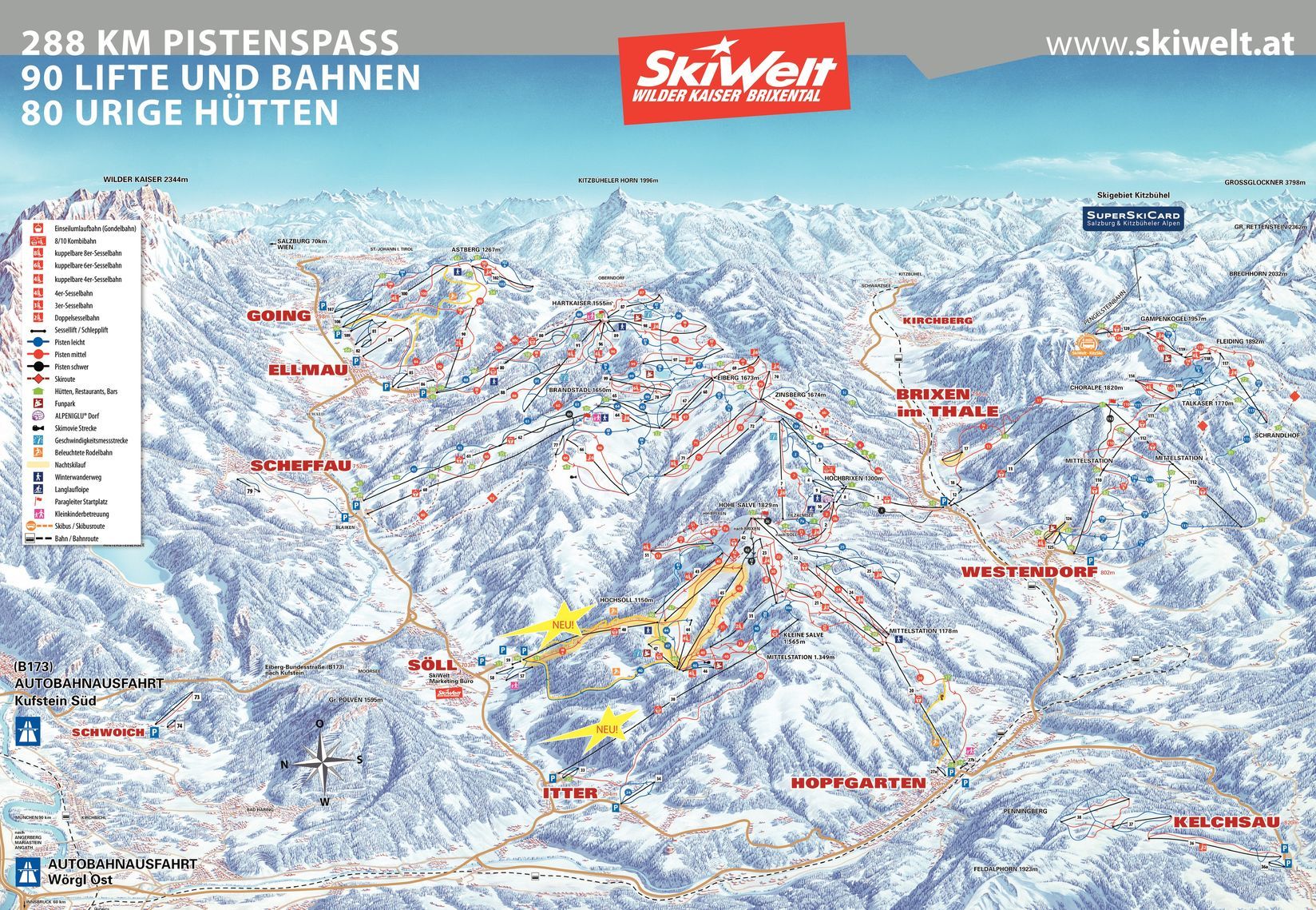 Plano de pistas de Skiwelt