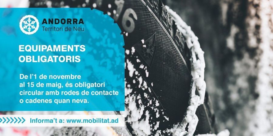 Campaña Mobilitat Andorra neumáticos de nieve y cadenas