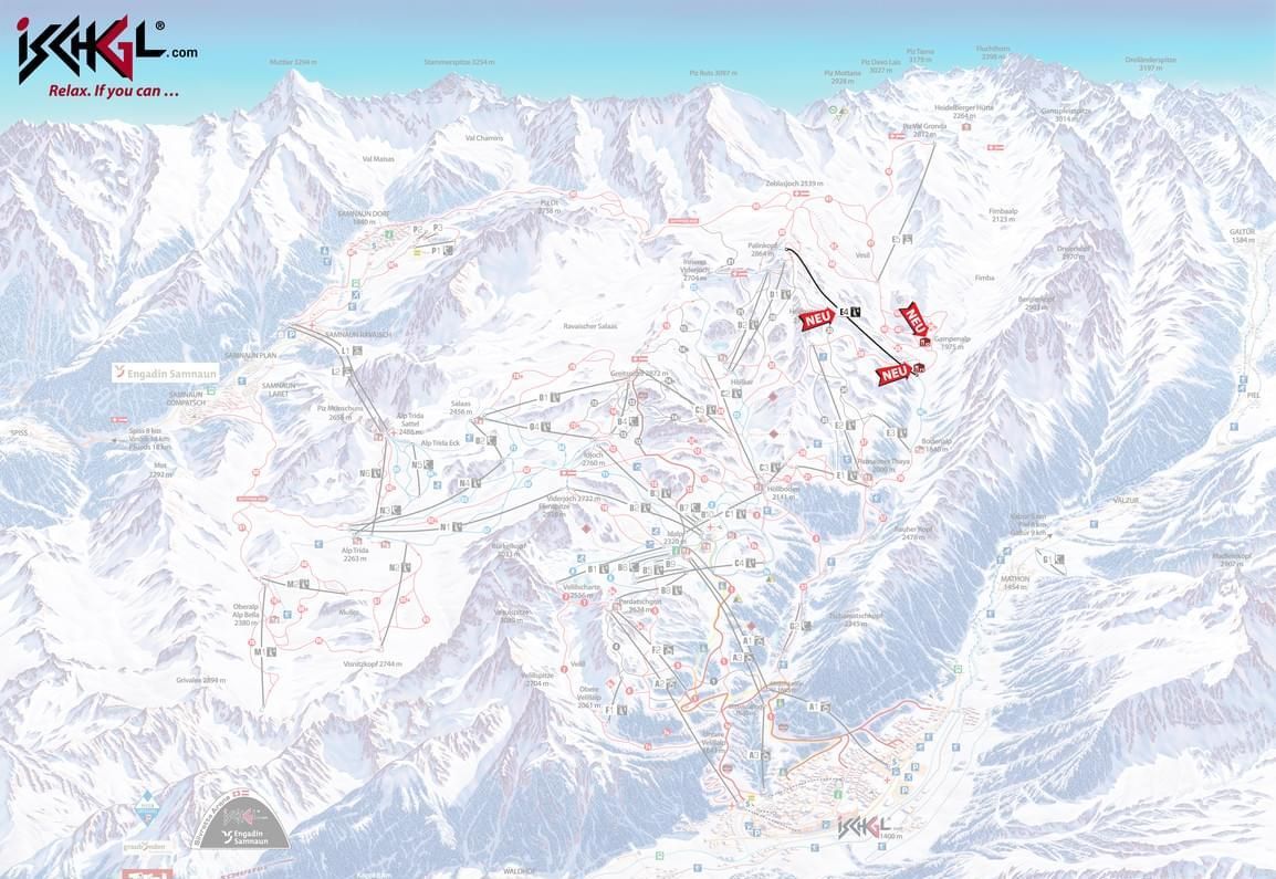 Plano de pistas de esquí de Ischgl