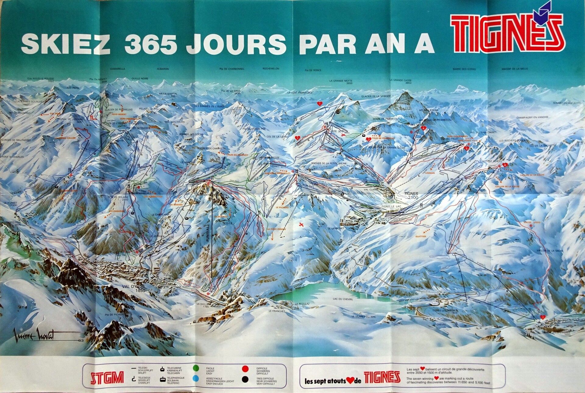 Mapa de esquí de verano de Tignes
