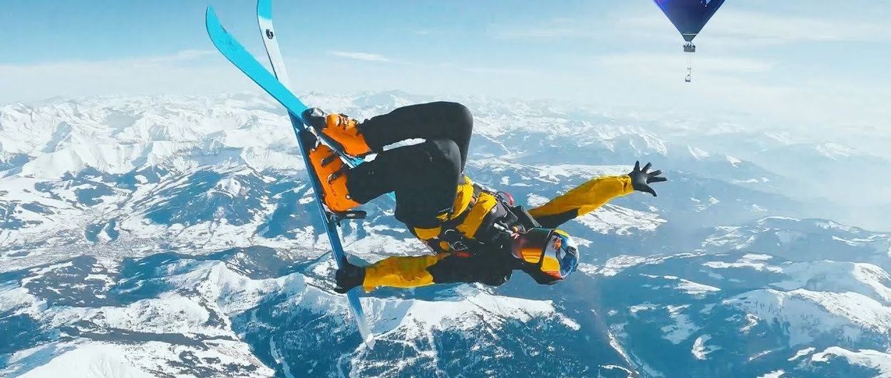 Saltó a 6.000 mts de altura para "esquiar" en el cielo