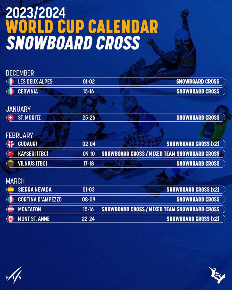 Calendario SnowboardCross 2023 2024