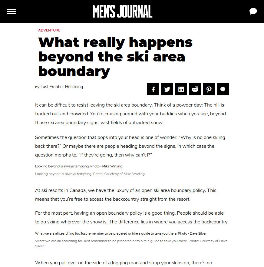 Esquiar fuera de boundaries en Canadá