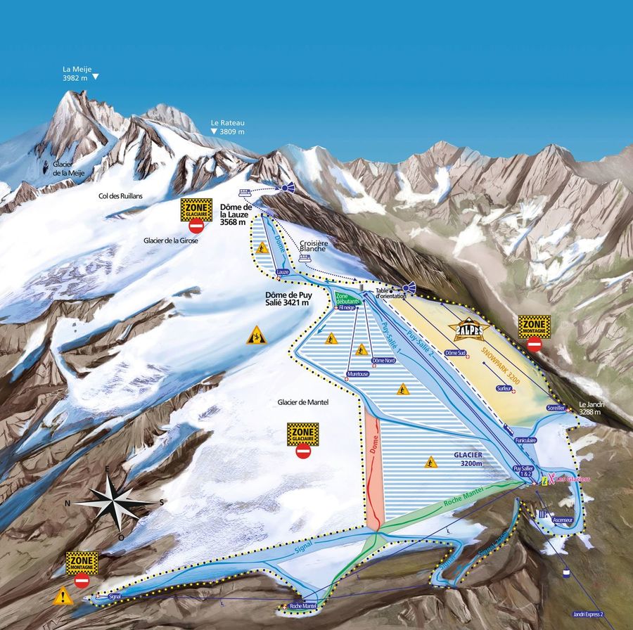 Mapa de pistas verano Les 2 Alpes