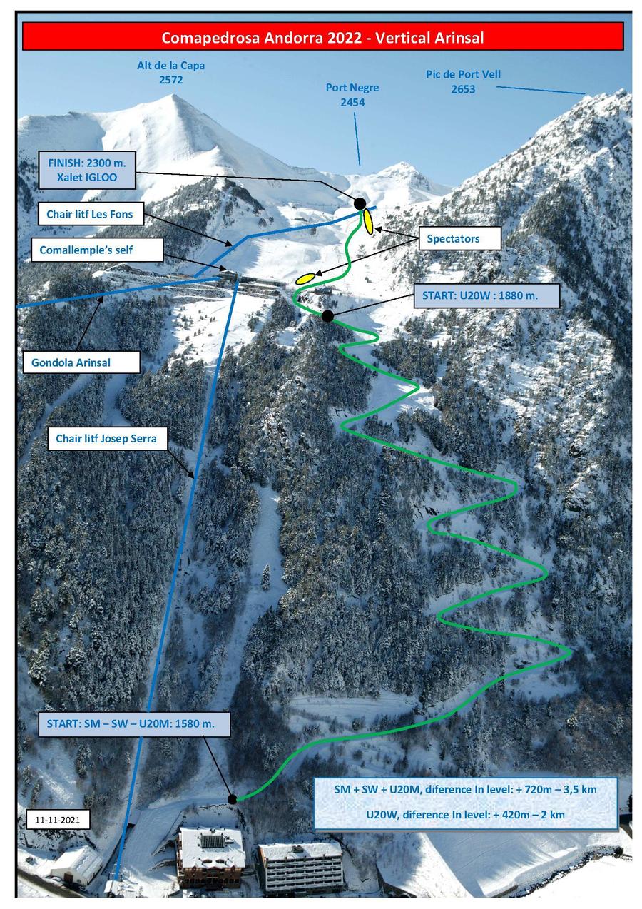 Carte de la Course Verticale 2022 à Vallnord Andorre