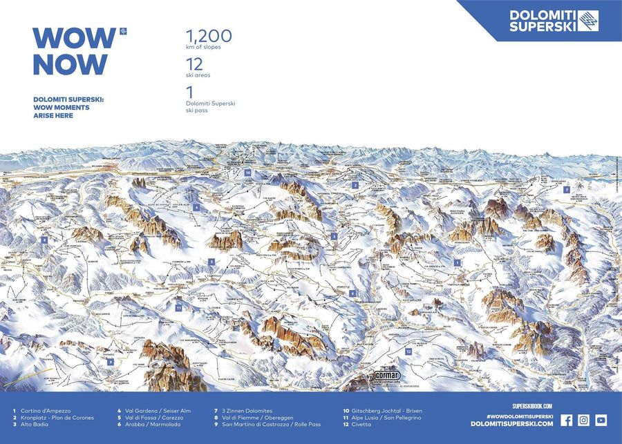 Mapa de pistas de Dolomiti Superski
