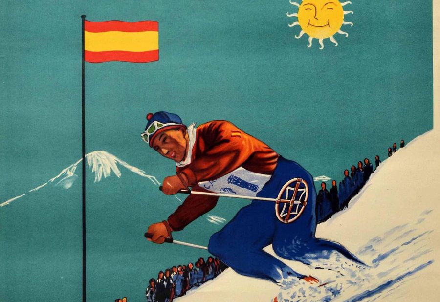 Esquiador con bandera española