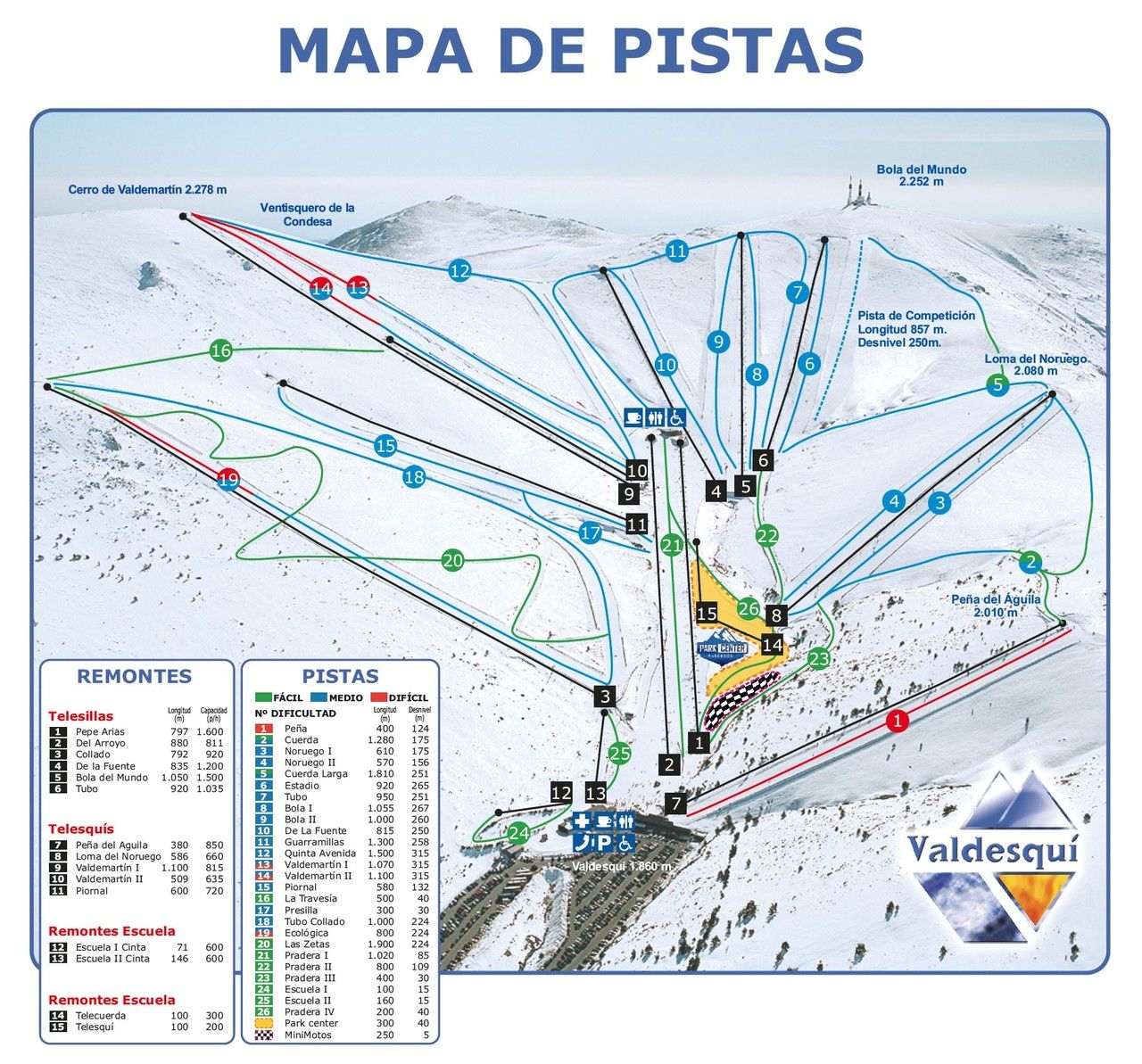 Mapa de pistas de Valdesquí