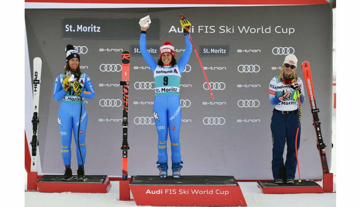 Podio Super-G Saint Moritz 2021