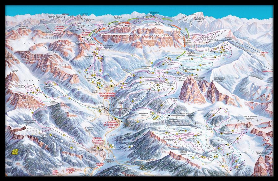 Plano de pista Dolomites Val Gardena / Gröden - St. Ulrich