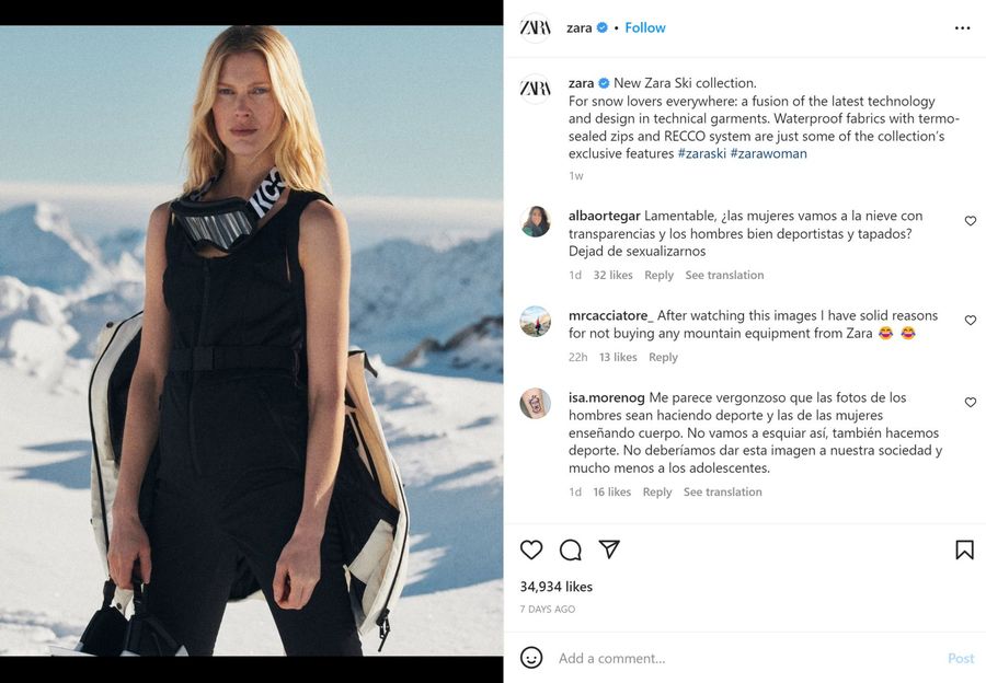 Campaña de Zara esquí