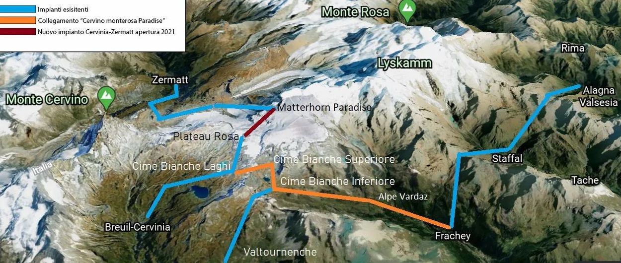 Cinco valles entre Suiza e Italia crearán un dominio esquiable de casi 600 kilómetros