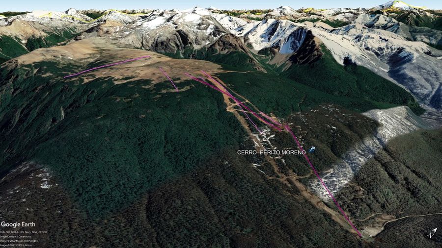 Vista Google Earth Cerro Perito Moreno temporada 2022