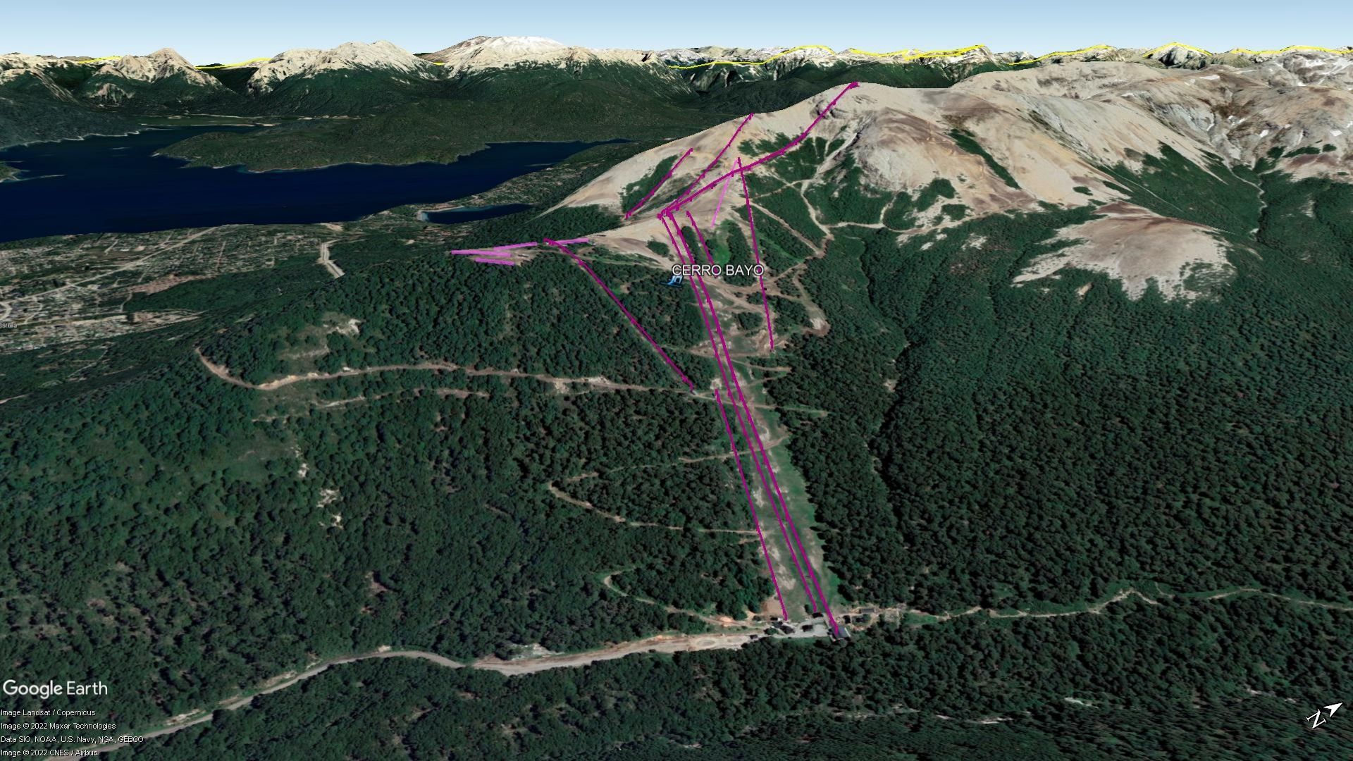 Vista Google Earth Cerro Bayo temporada 2022