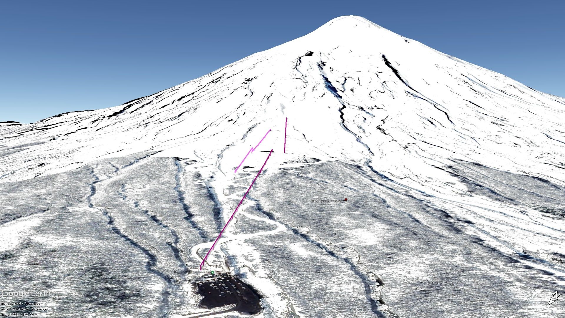 Vista Google Earth Centro de Montaña Pillán 2023