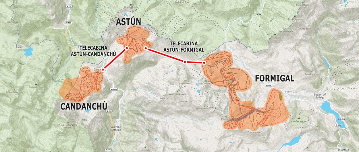Aprobada la inversión para un telecabina Astún-Formigal: 250 km de pistas de esquí