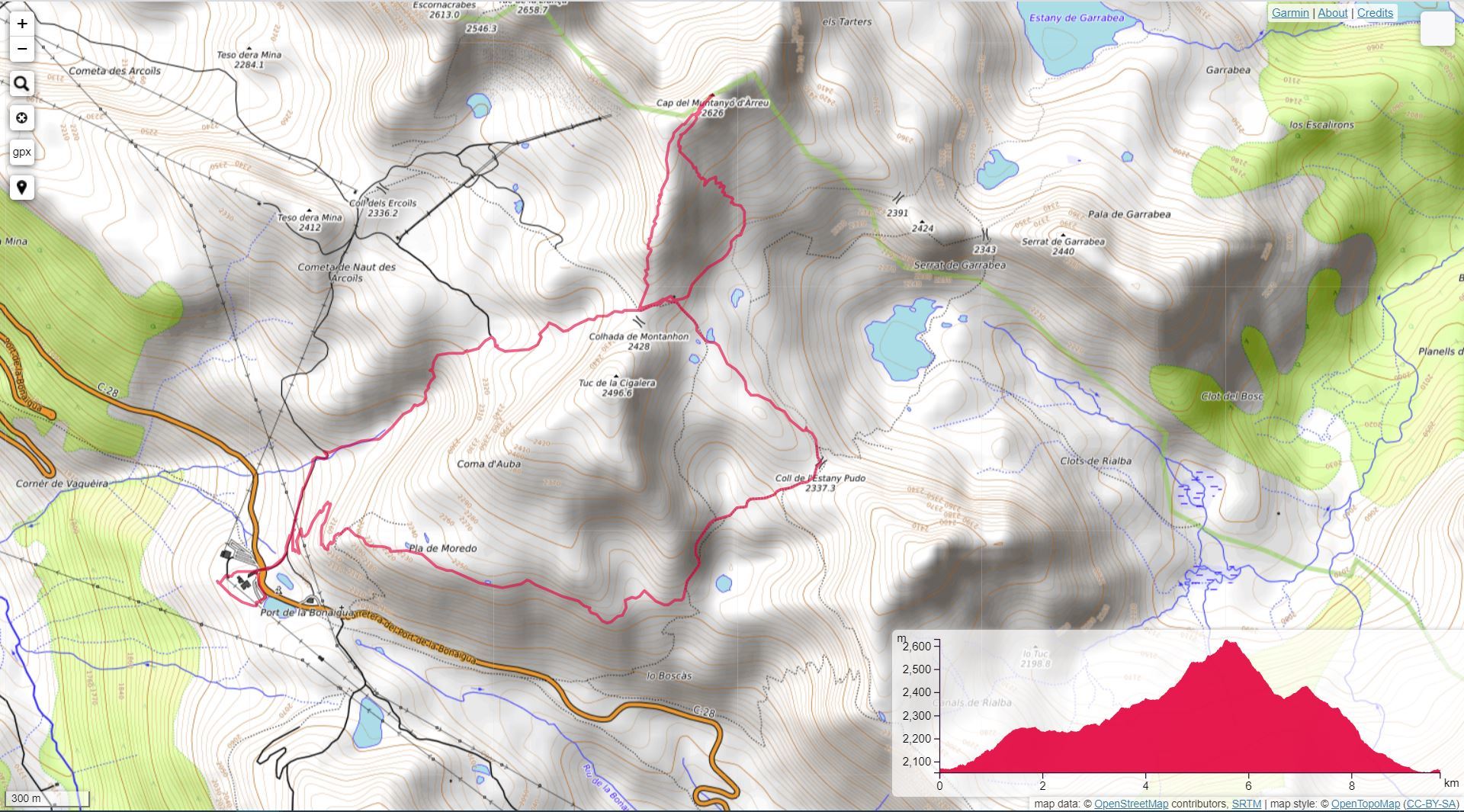 Mapa de la ruta al Cap del Muntanyó d’Àrreu