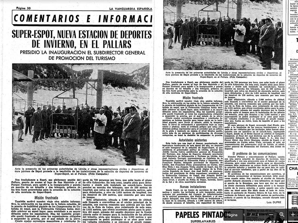 La inauguración de Espot en La Vanguardia el 21 de enero de 1969 (Foto: LV).