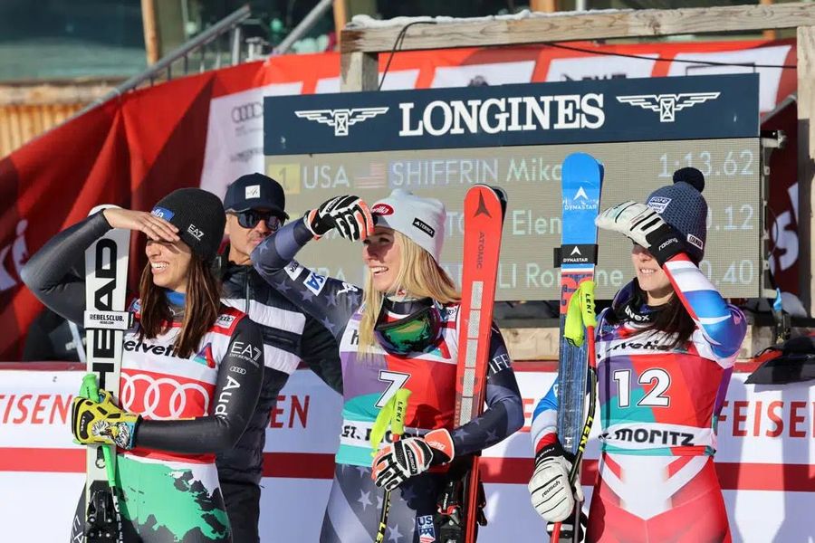 Podio femenino Super-G de St. Moritz