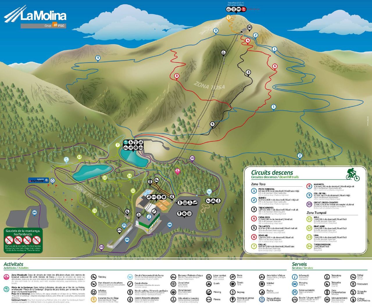 Plano de pistas del Bike Park de La Molina
