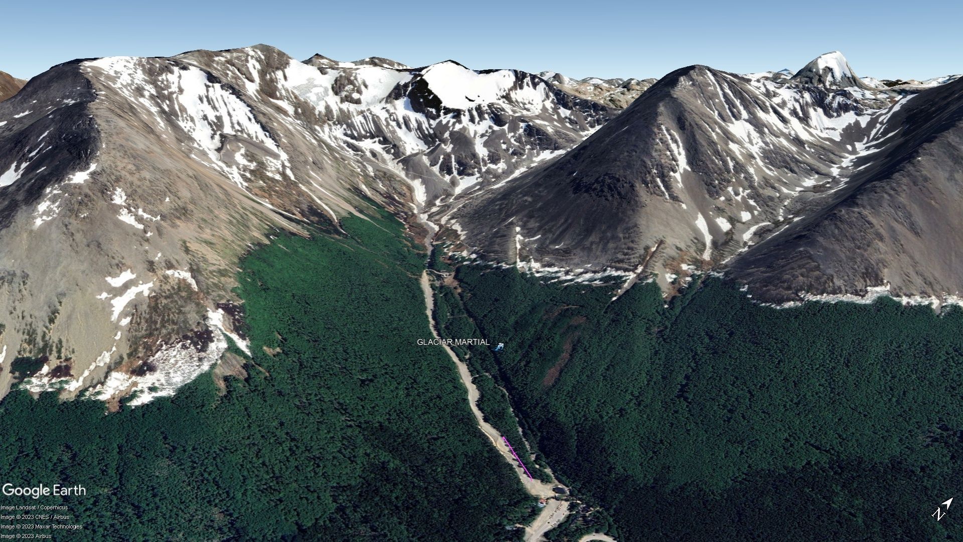 Vista Google Earth Cerro Castor temporada 2023