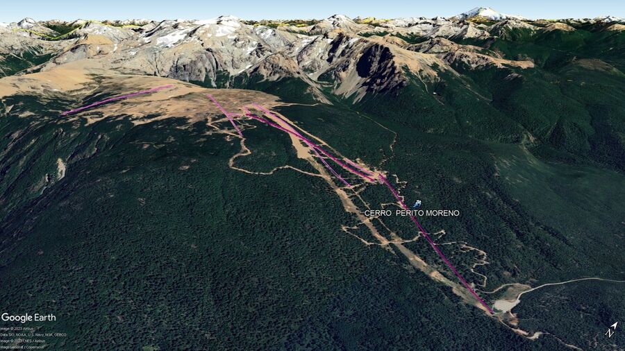 Vista Google Earth Perito Moreno temporada 2023