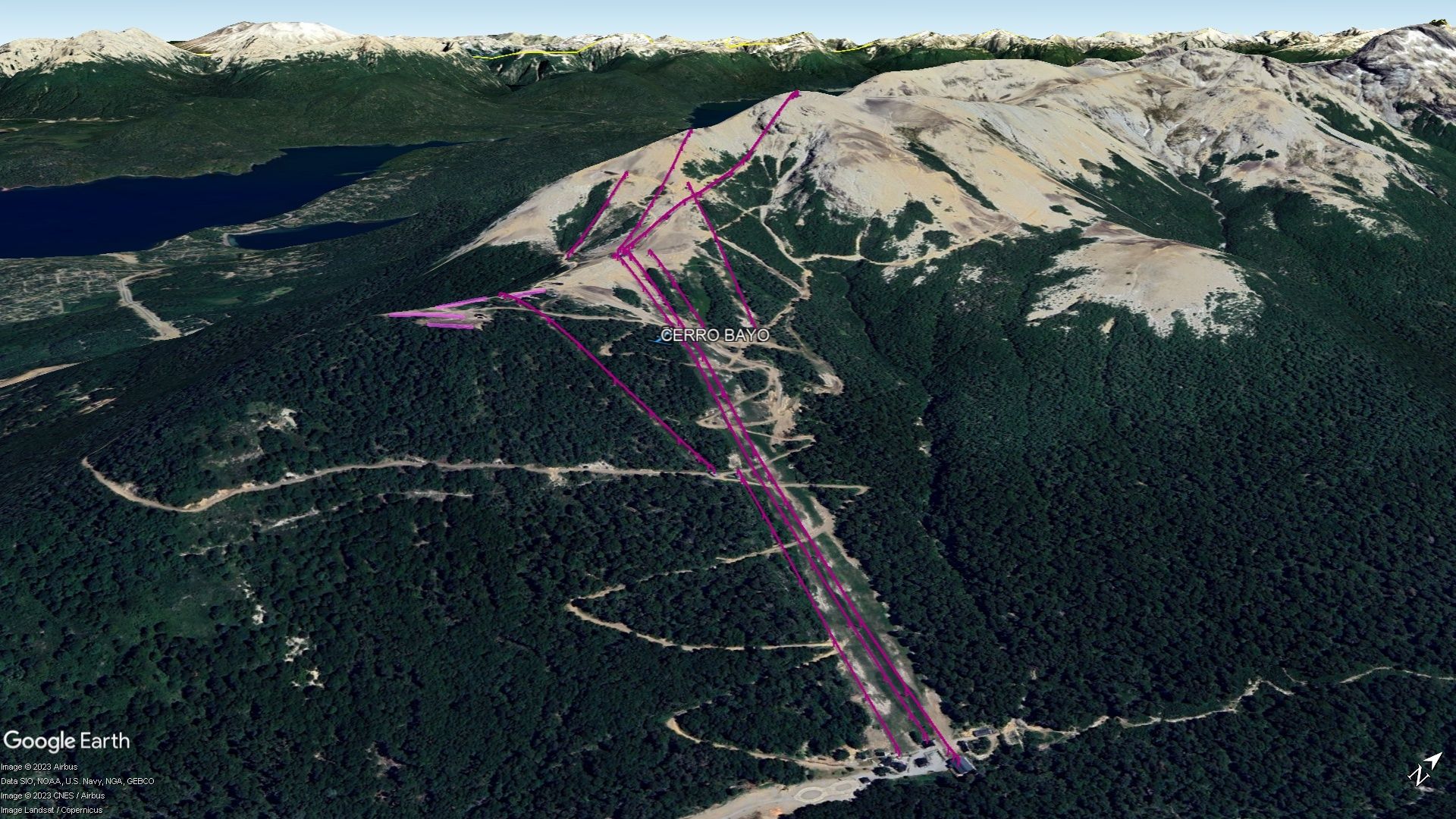 Vista Google Earth Cerro Bayo temporada 2023