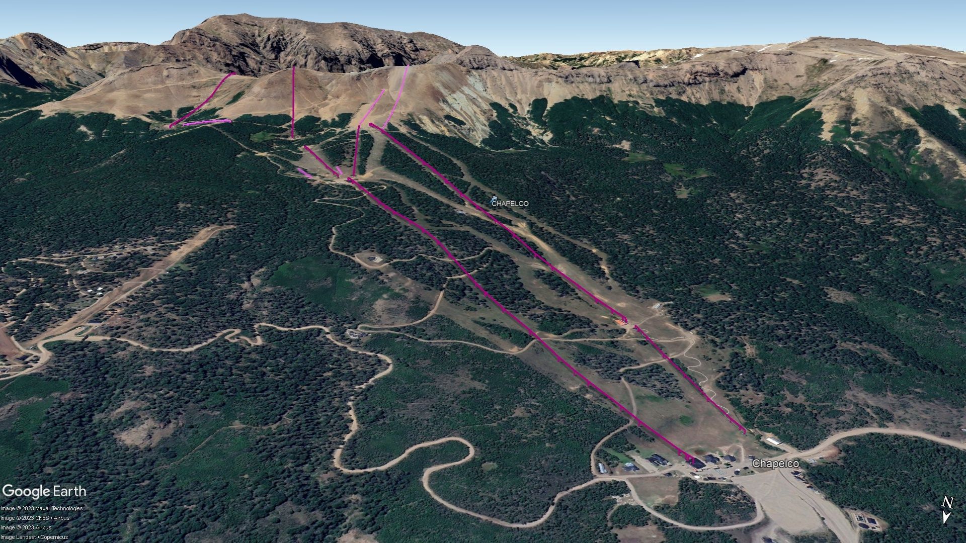 Vista Google Earth Chapelco temporada 2023
