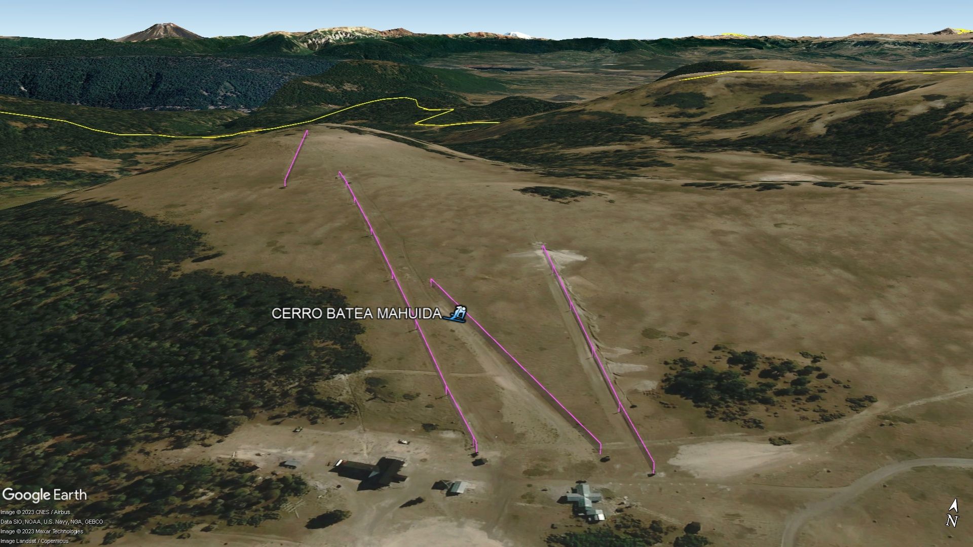 Vista Google Earth  Cerro Batea Mahuida temporada 2023