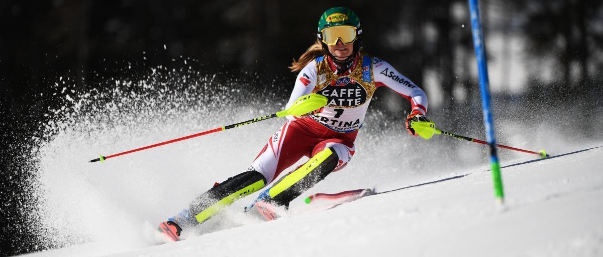Katharina Liensberger es la nueva campeona del mundo de Slálom tras ganar en Cortina d'Ampezzo