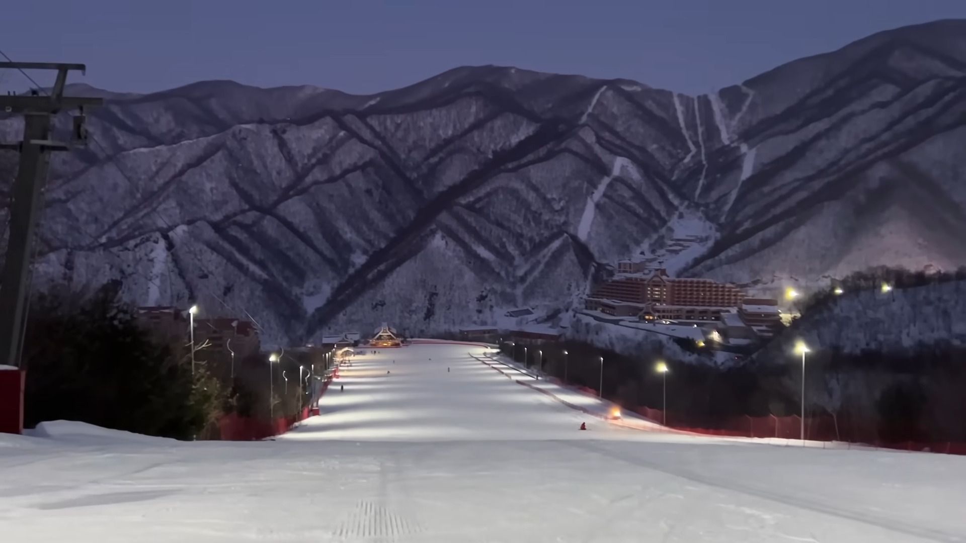 Esquí nocturno en Corea del Norte