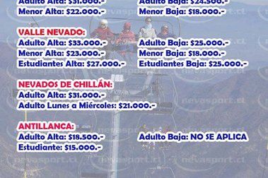 Precios Tickets Andarivel 2010