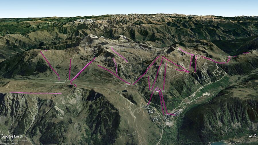 Vista Google Earth Pro Baqueira Beret Temporada 2022/23