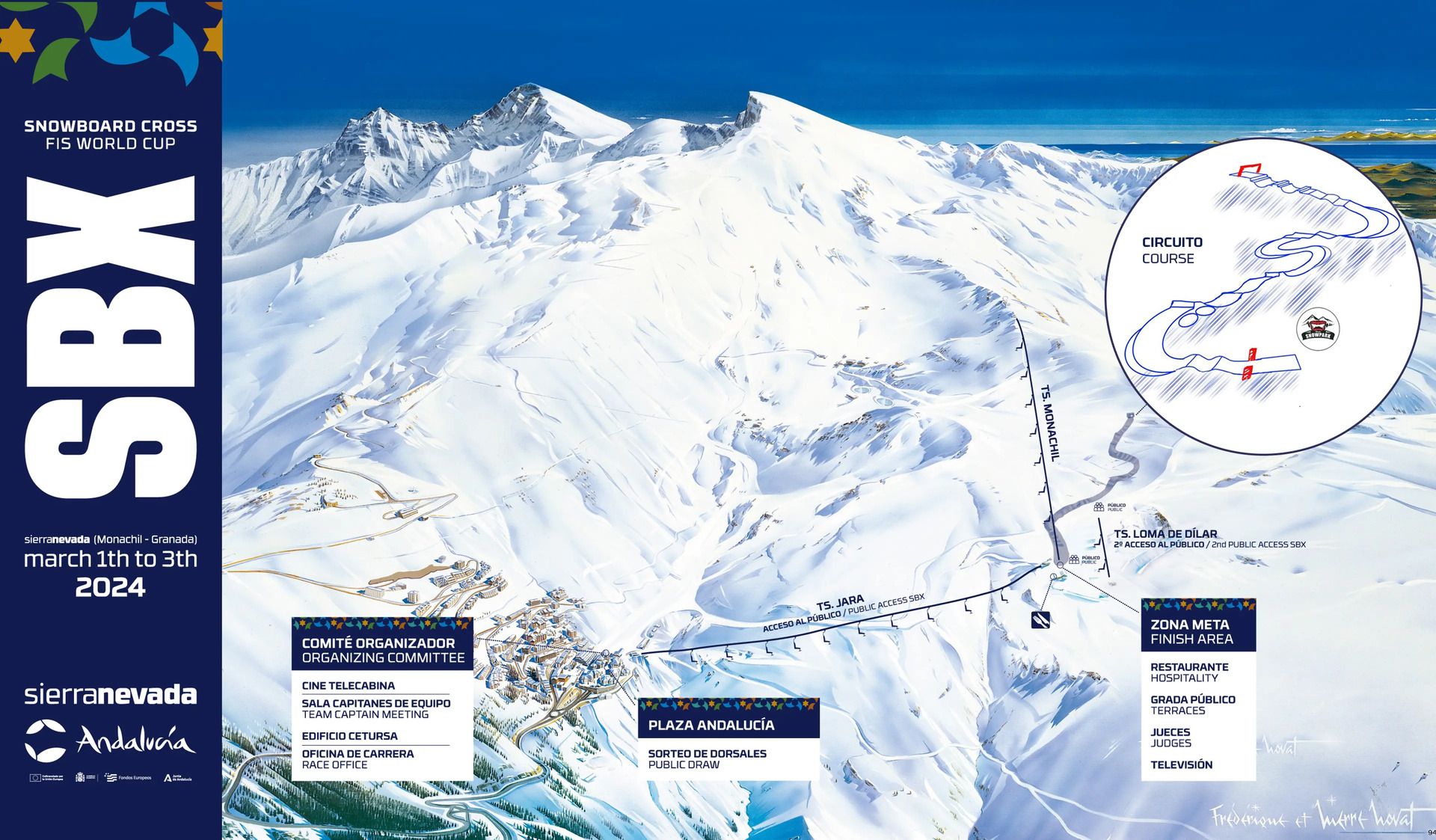 Plano del circuito de Snowboardcross Sierra Nevada 2024