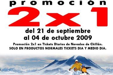  2X1 en Tickets Todos los Días  en Nevados de Chillán