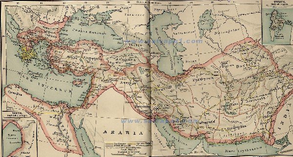 Mapa del Imperio de Alejandro Magno.