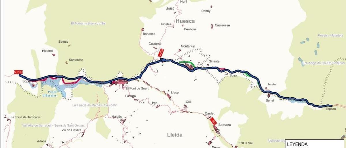 Propuesta seleccionada para mejorar la N-230 entre Sopeira y el túnel de Vielha
