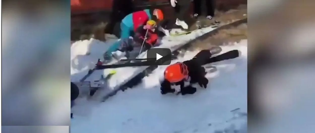 [Video] Telesilla en Corea del Sur se vuelve loco y obliga a saltar a los esquiadores