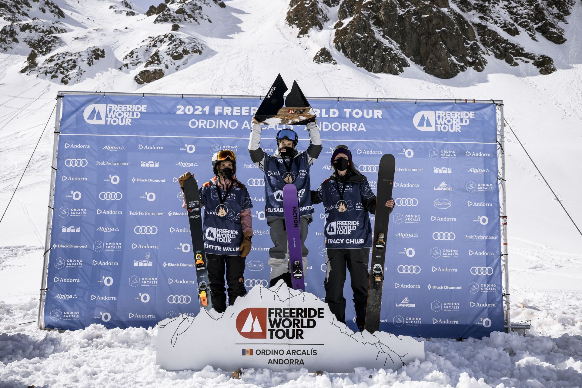 Podio femenino del esquí FWT Ordino