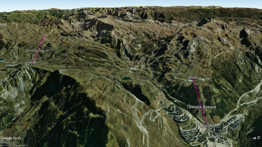 Vista Google Earth Baqueira Beret Verano 2022