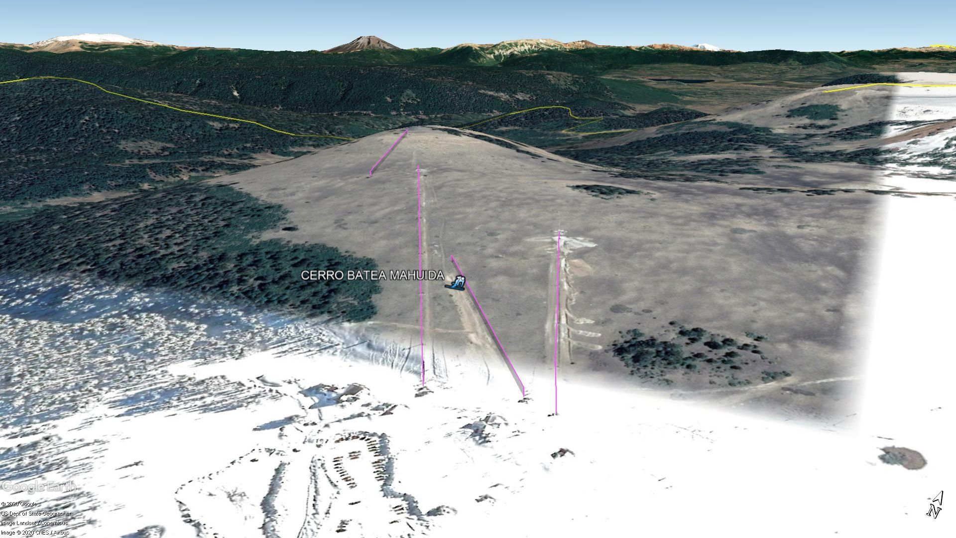 Vista Google Earth Cerro Batea Mahuida 2020