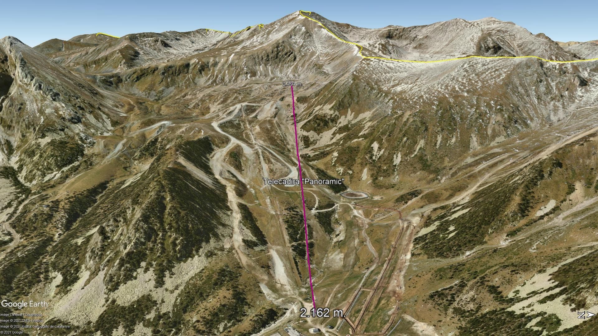 Vista Google Earth Vallter Verano 2021