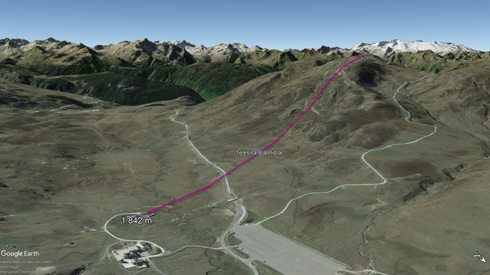 Vista Google Earth Valgrande Baqueira Beret Verano 2021