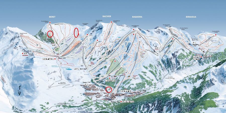 Plano de Baqueira con las nuevas pistas de esquí temporada 2022-2023