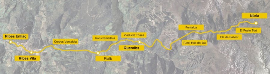 Trazado cremallera Vall de Núria (Via: trenscat.com)