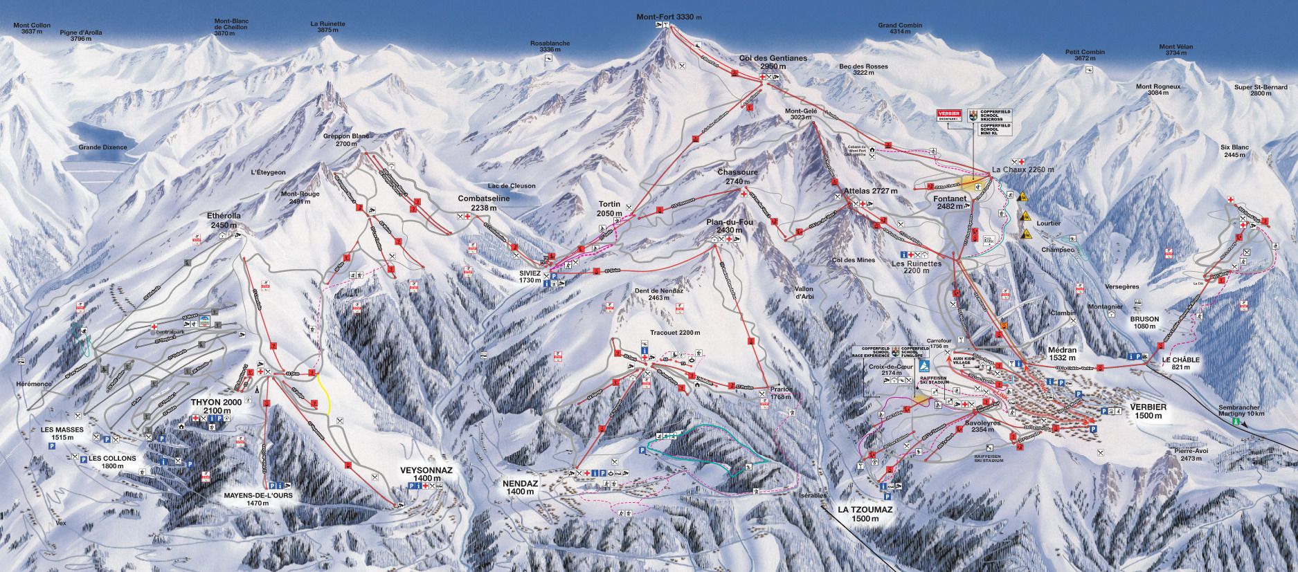 Live Map of the 4 Vallées ski area | Nendaz Switzerland